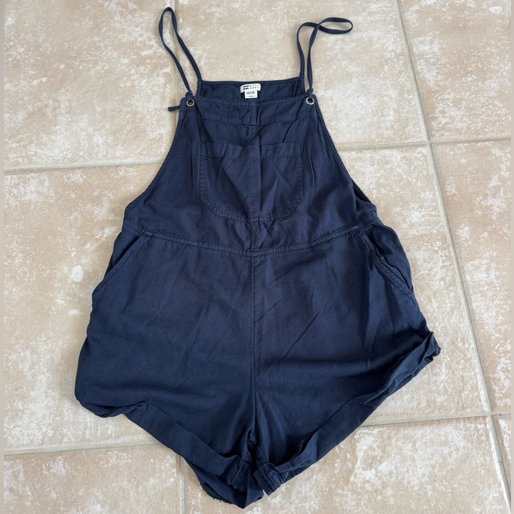 Navy Out N About Overalls Romper